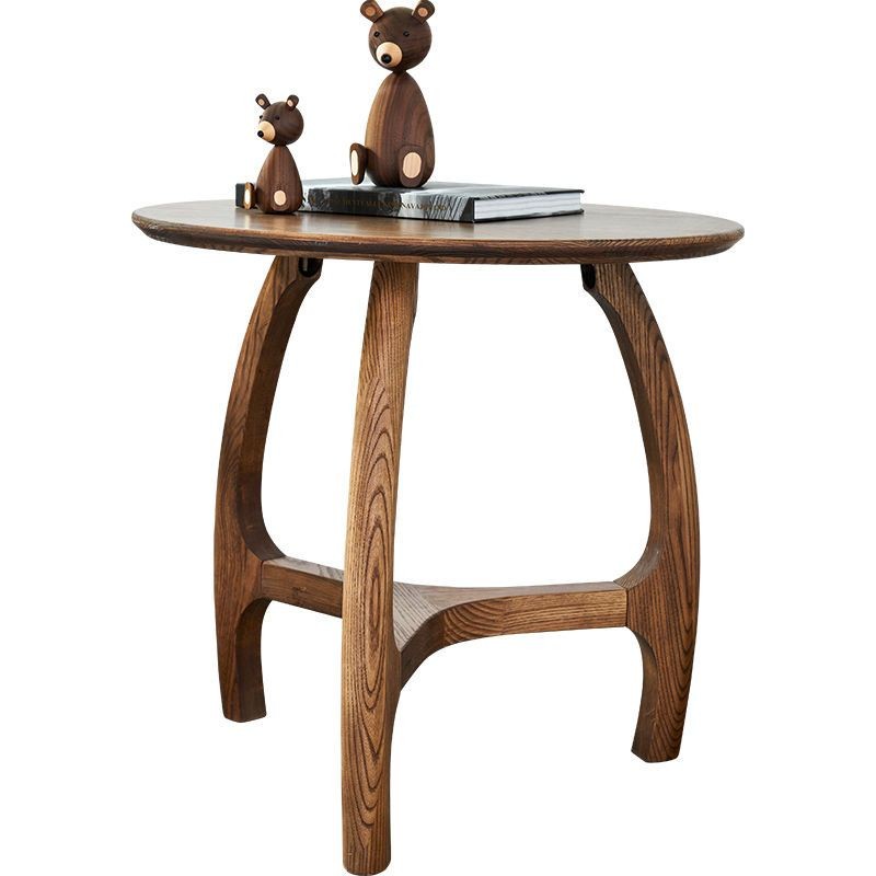 Walnut solid wood round side table sofa corner table ash wood small round table round table simple N