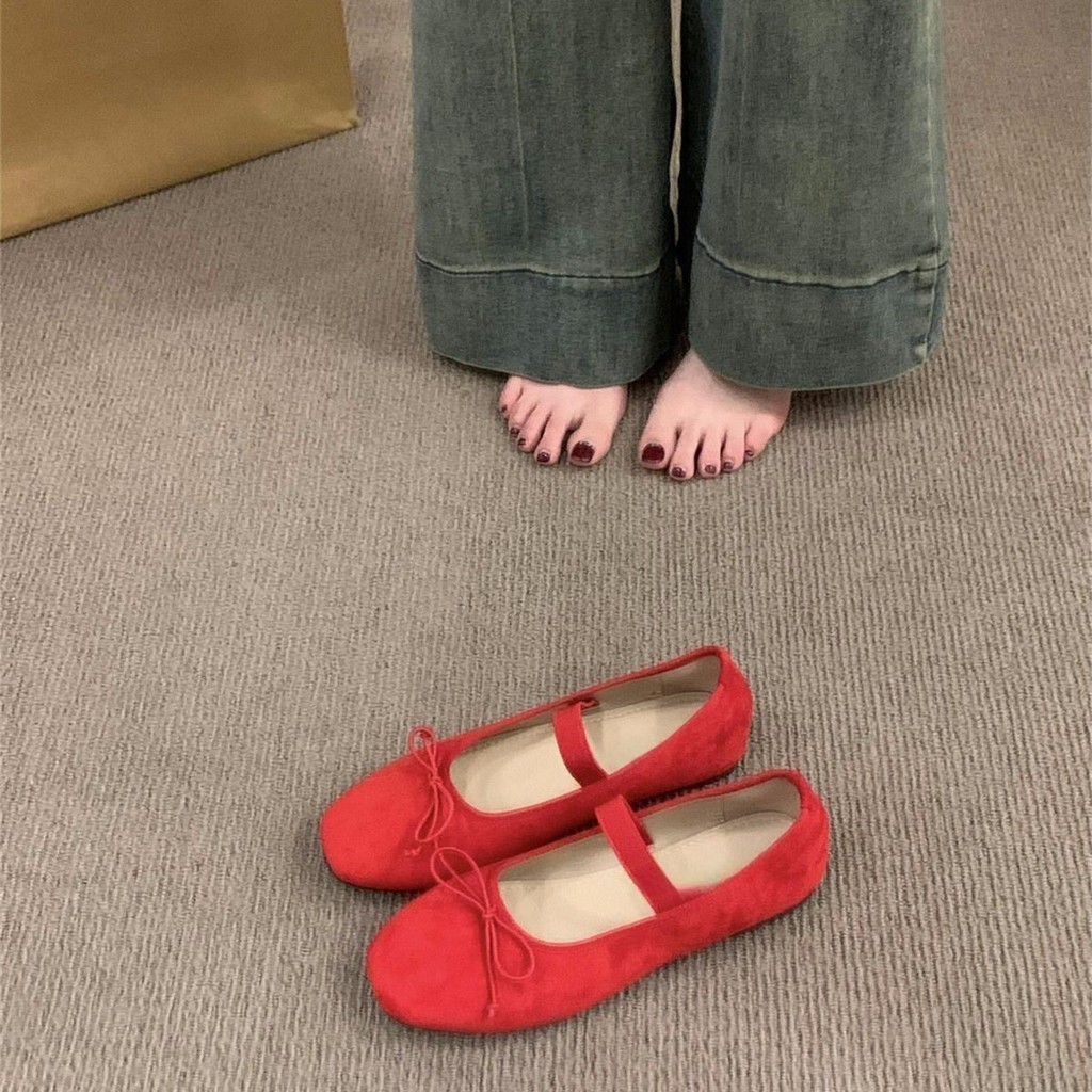 JA1 Duoya Factory Straight Hair~[Ready stock]Flat Small Red Nude Shoes Womens Shoes Spring and Autum