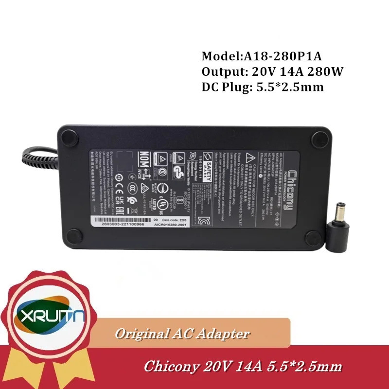 ใหม่ของแท้ Chicony A18-280P1A 20V 14A 280W แล็ปท็อปอะแดปเตอร์ชาร์จสําหรับ Schenker XMG NEO 15-E22qrn