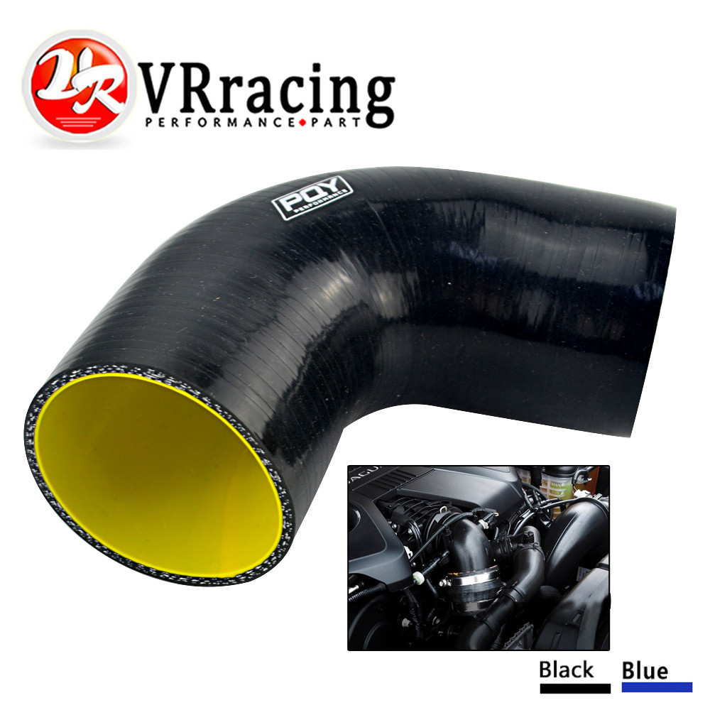VR  2.5" 63mm 90 Degree Elbow Silicone Hose Pipe Turbo Intake Black Blue VR-SH9025-QY