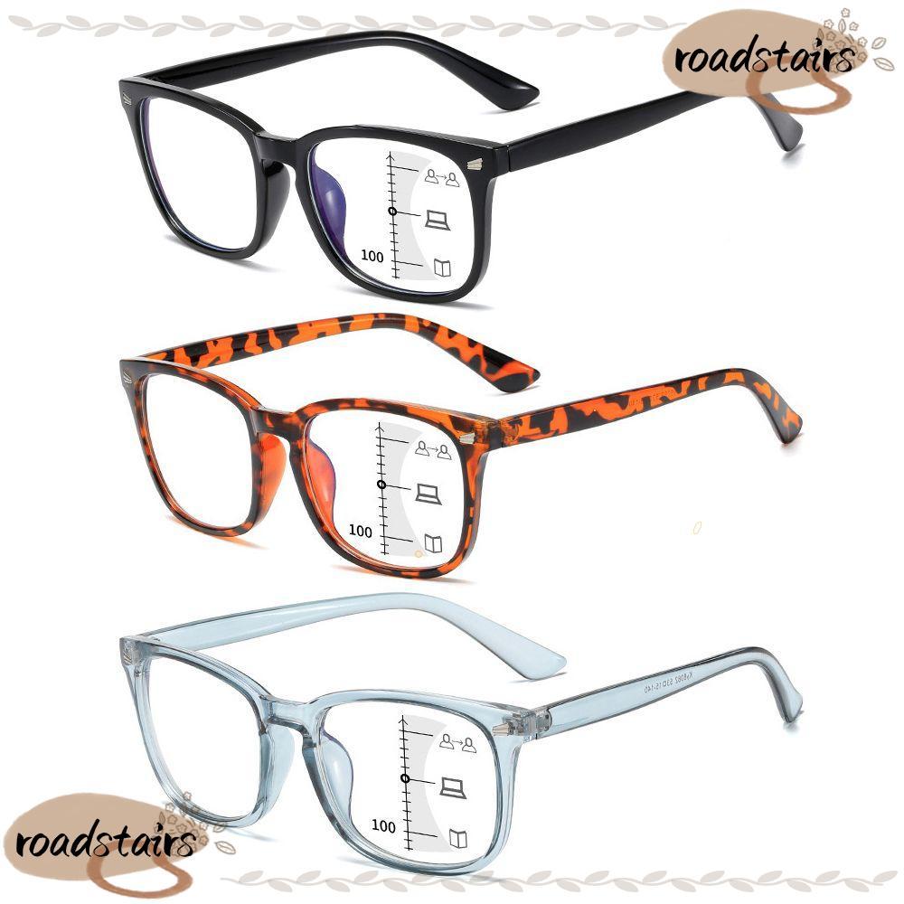 ROADSTAIRS Progressive Multifocus Square Readers บานพับสปริง Far และ Near Dual-use Anti Blue Light