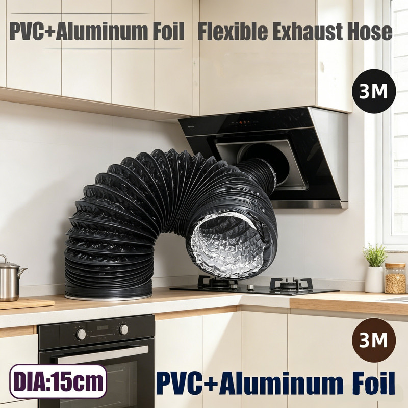 ท่อลมเคลือบ PVC ขนาด 6 นิ้ว 15ซม ยาว 3เมตร ท่อยืดหดได้ ท่อระบายลมร้อนสำหรับแอร์พกพา