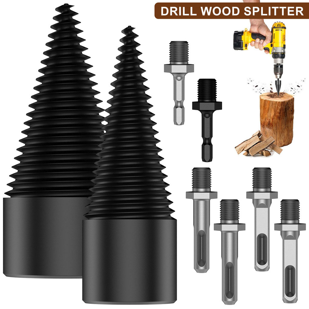 1/2 ชิ้นฟืน Log Splitter เหล็กคาร์บอนสูงไม้ Log เจาะ Bit Hex/รอบ/สแควร์ Shank