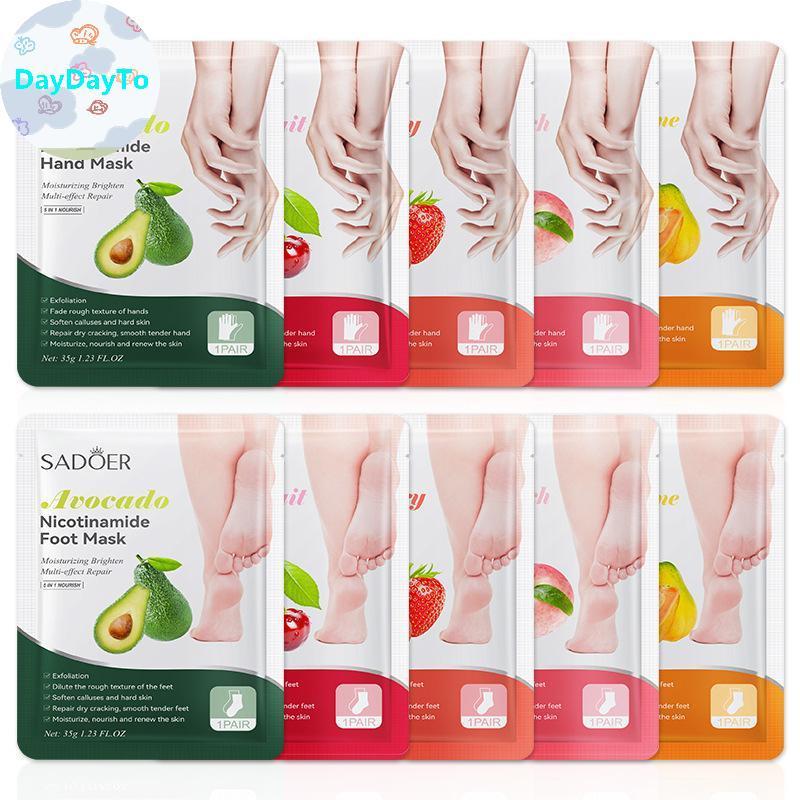 DayDayTo 1 คู่ SADER Fruits Foot Mask Moisturizing Foot Peeling Mask Exfoliating For Feet Spa Pedicu