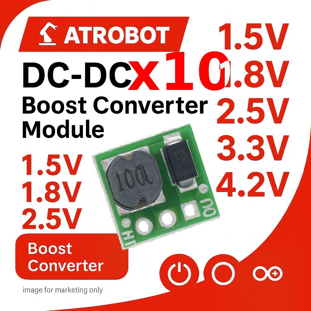 10 Sets – DC-DC Boost Converter โมดูล 0.8-4.2V to 5V/3.3V ขน