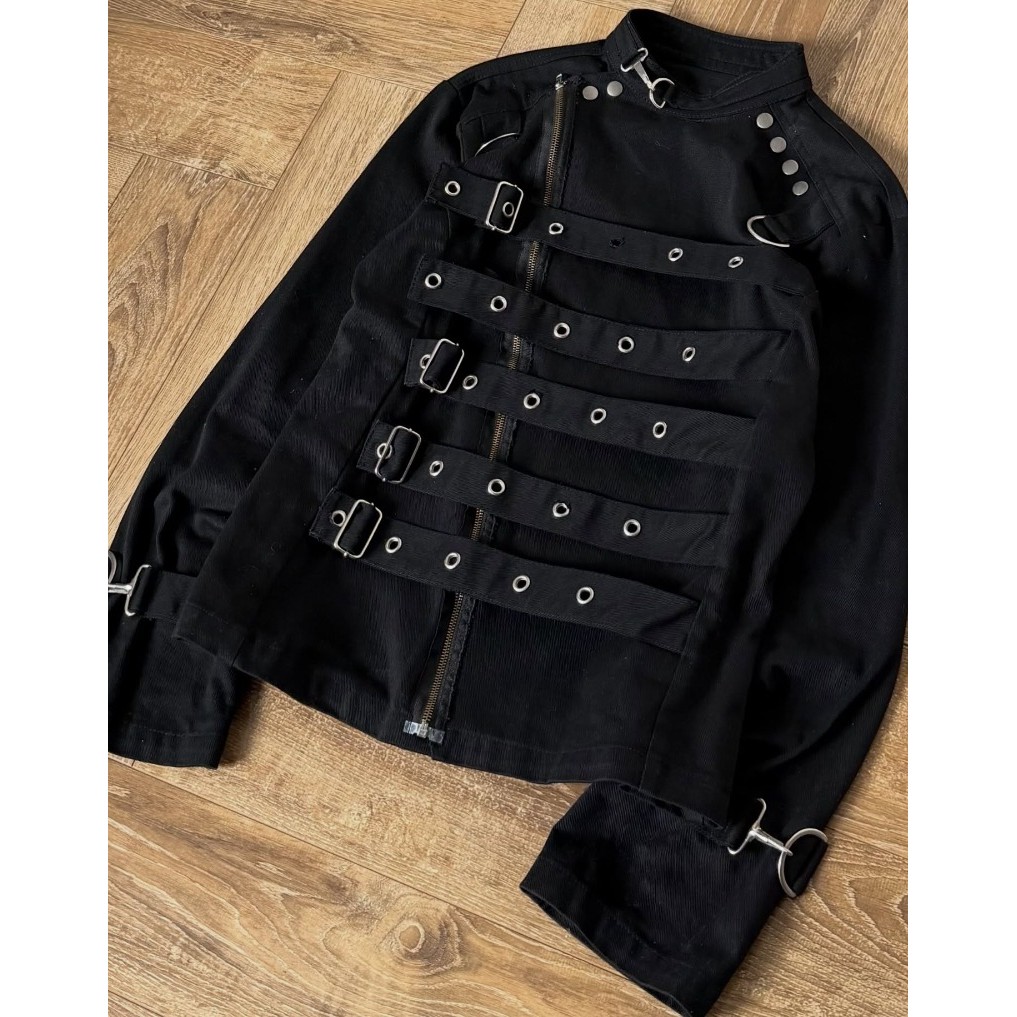 Y2K และเสื้อผ้าแฟชั่น Casual Zipper เสื้อแจ็คเก็ตรถจักรยานยนต์ผู้ชาย Street Hip-hop Punk Buckle เสื้อแจ็คเก็ตขนาดใหญ่