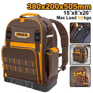 (รุ่นท็อป )INGCO กระเป๋าเป้เครื่องมือช่าง 20 นิ้ว (Tools Backpack) รุ่น HBP03028 ฐานพลาสติกแข็ง รับน้ำหนักได้ถึง 15 กก.
