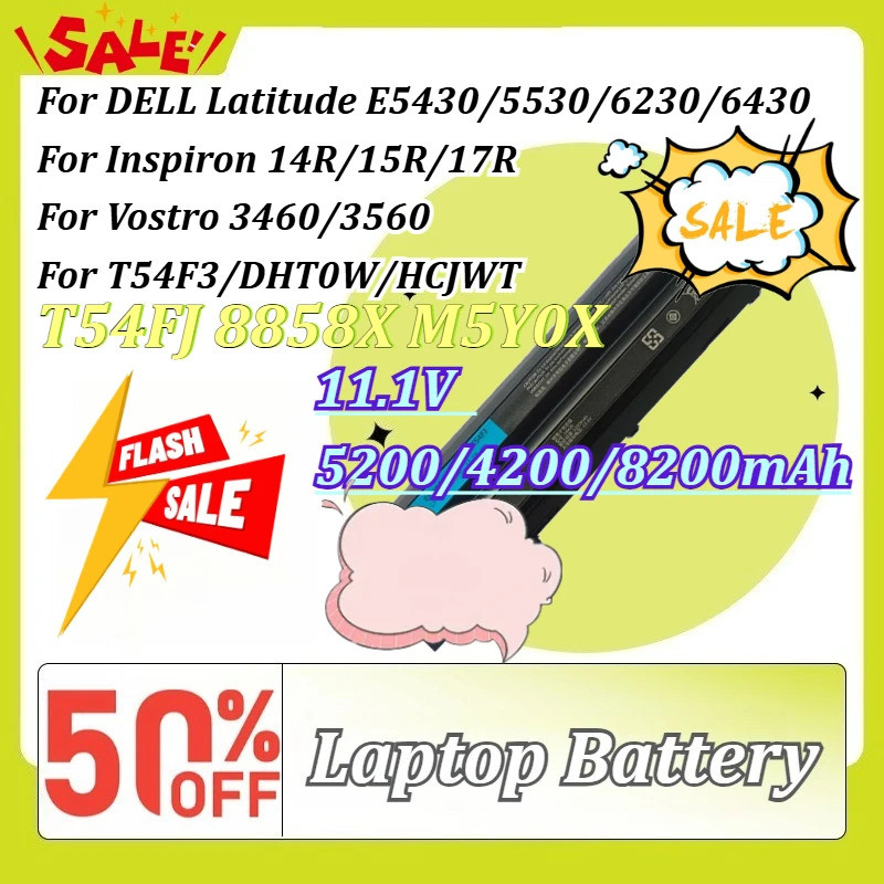 T54FJ 8858X M5Y0X แบตเตอรี่แล็ปท็อปสําหรับ DELL Latitude E5430/5530/6230/6430 Inspiron 14R/15R/17R V