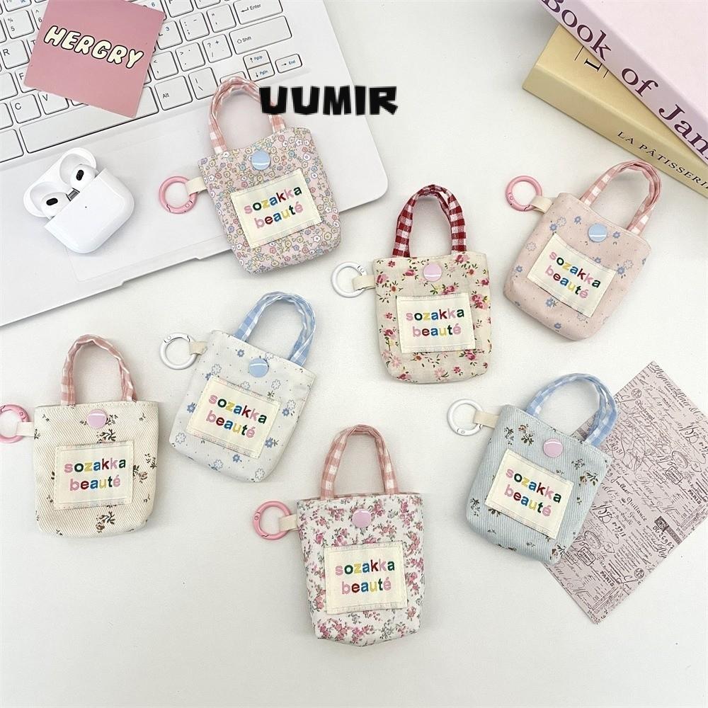 UUMIR กระเป๋าใส่หูฟัง, Small Items Storage Multi-Functional Bluetooth Headphone, Portable Floral Patchwork Coin Pouch Women