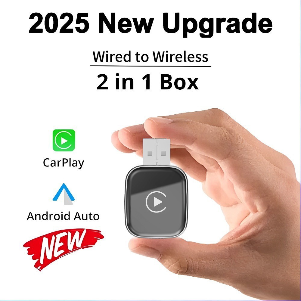 TOY  อะแดปเตอร์มินิแบบมีสาย/ไร้สาย 2-in-1 ใหม่ปี 2025 รองรับ CarPlay และ Android Auto Smart Box