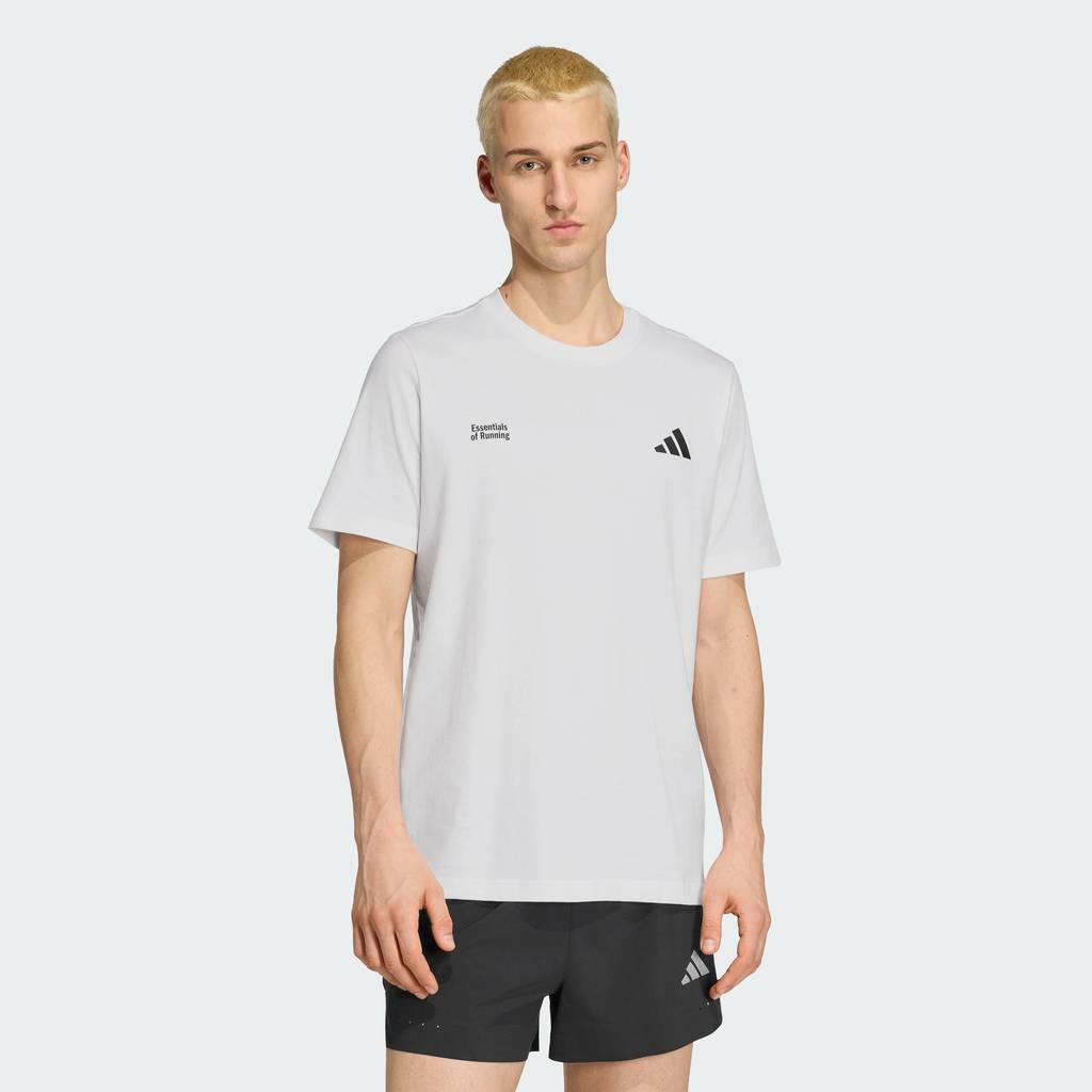 adidas วิ่ง เสื้อยืดพิมพ์ลาย RUN ESSENTIALS ผู้ชาย สีขาว KS2501