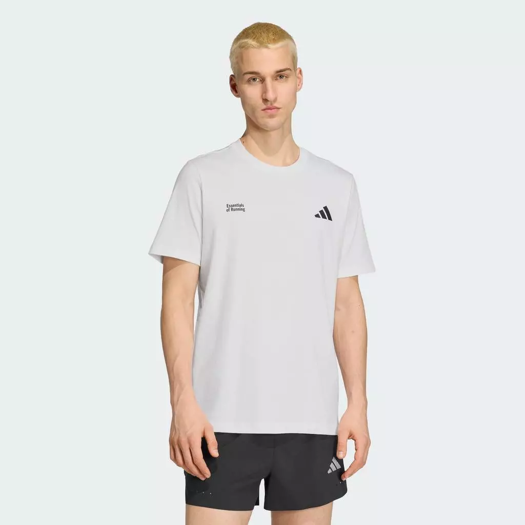 adidas วิ่ง เสื้อยืดพิมพ์ลาย RUN ESSENTIALS ผู้ชาย สีขาว KS2501