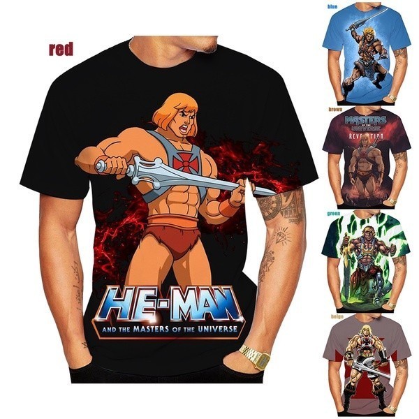 👕✨3D พิมพ์ He-Man Masters Of The Universe เสื้อยืด Unisex Harajuku การ์ตูนลําลองแขนสั้น Tee XS-5XL