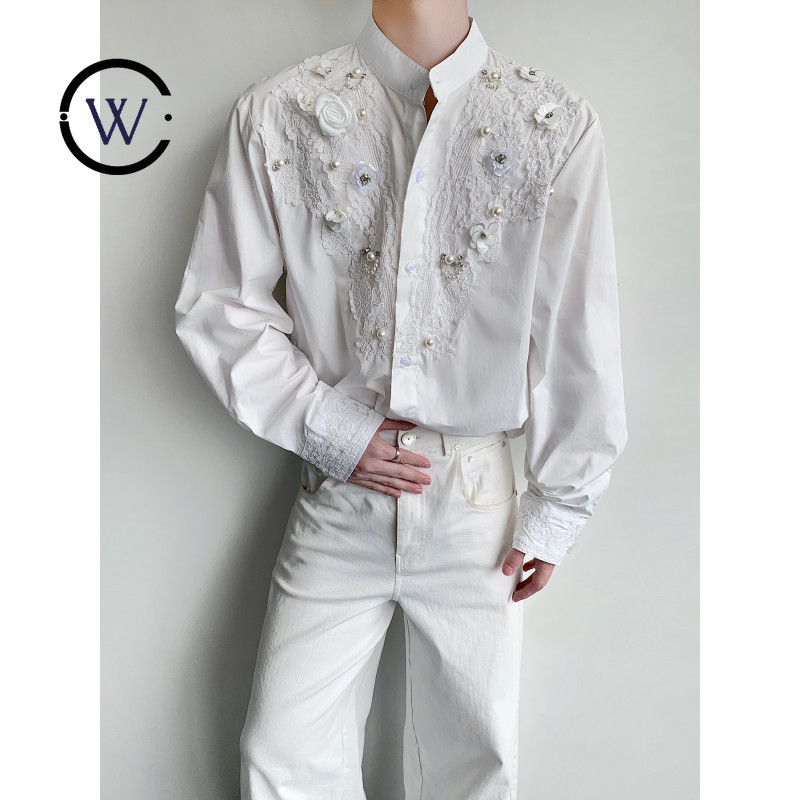 เสื้อแขนยาว Dark Series 28B8 ลายดอกไม้สามมิติ คอกระแทก สวยงาม สไตล์ยืนขึ้น cs197PG9118