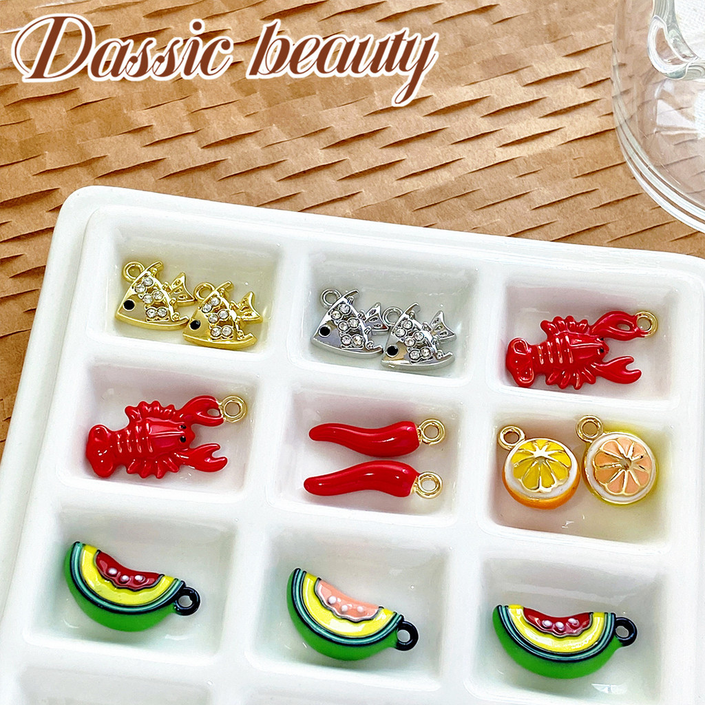 จี้แตงโม โลหะผสมสีส้ม ปลา กุ้งมังกร พริก จี้ DIY สร้อยคอ ต่างหู เครื่องประดับ วัสดุ
