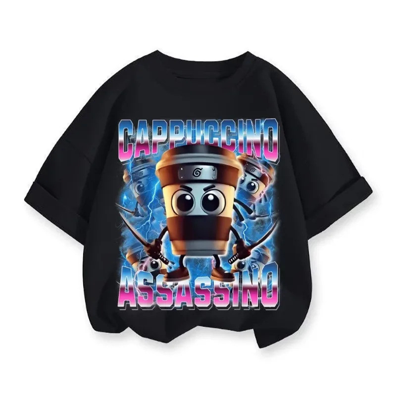 2026Italian Brainrot Trralo Tralala Tung Tung Sahur ตลก Meme เสื้อยืดเด็กรอบคอผ้าฝ้ายเสื้อยืดCOD 0VL