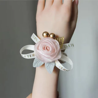 Feiyangดอกไม้ข้อมือเพื่อนเจ้าสาว สายรัดข้อมือลายดอกกุหลาบแสนโรแมนติก สร้อยข้อมือเพื่อนเจ้าสาวสุดประณีต แฟชั่น