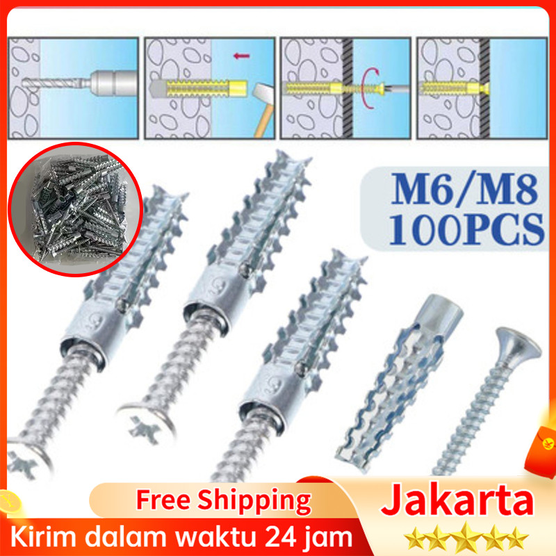 100 ชุด M6x30 Bolt Anchor Hook Wall สกรู M6/M8 Wall Bolt Anchor Wall Anchor สกรูผนัง Wall Anchor
