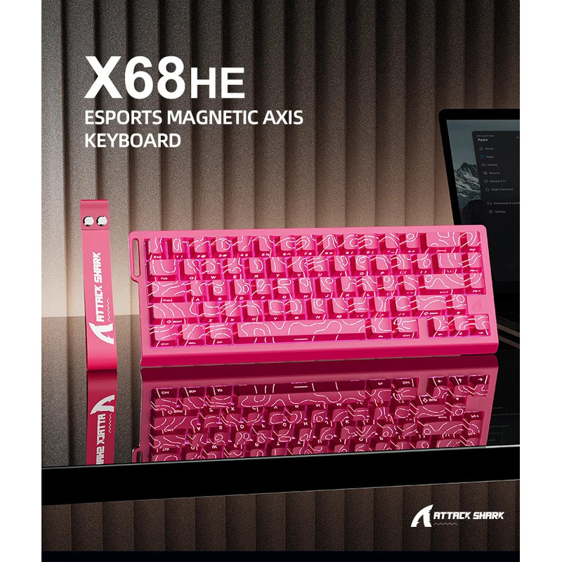 ATTACK SHARK X68HE คีย์บอร์ดแม่เหล็กสีแดงแบบมีสายสําหรับ Pro Gaming 0.01 มม.Tropic 8000Hz SOCD/Rs 0.