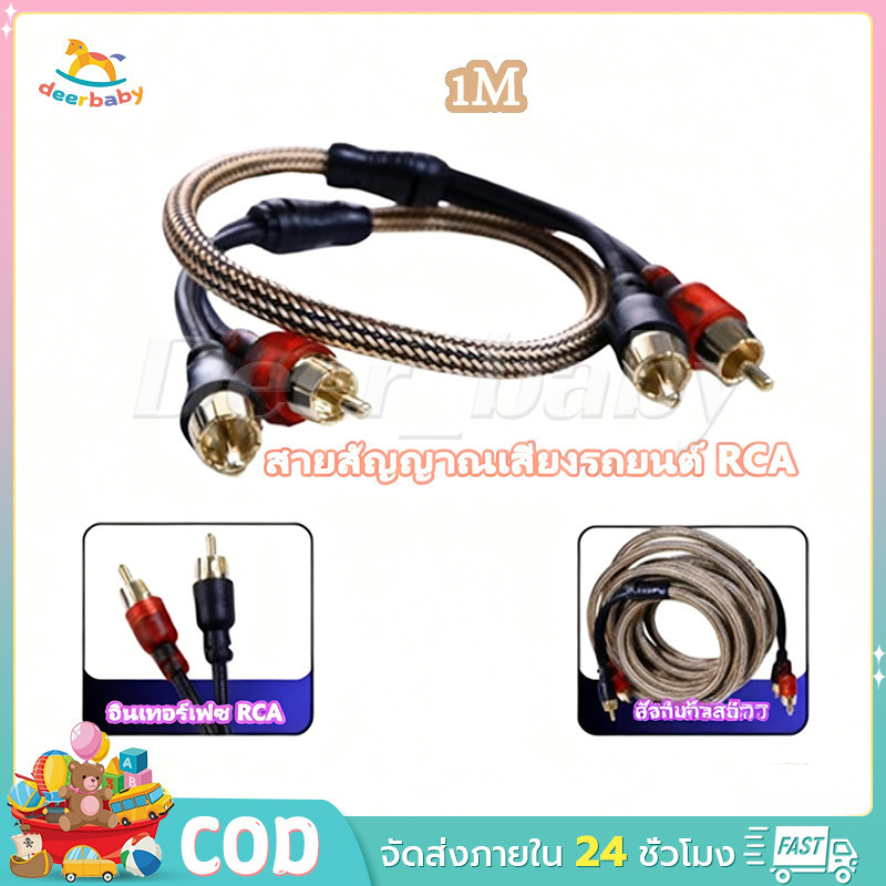 CODทองแดงบริสุทธิ์ สายลำโพง สายสัญญาณเสียงรถยนต์ สายออดิโอ RCA Sound Option เสียบแน่น สายถัก ป้องกันเสียงรบกวน 1M