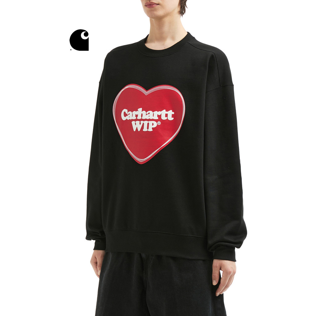 Carhartt WIP เสื้อกันหนาวผู้ชาย ฤดูหนาว คลาสสิก โลโก้รูปหัวใจพิมพ์รอบคอ