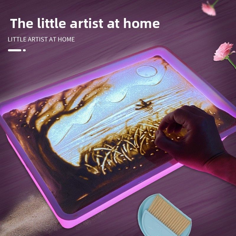 LED Light Up Kids Sand Art BoardPreschool Early Education Doodle Toy, Creative Graffiti Sand Drawing