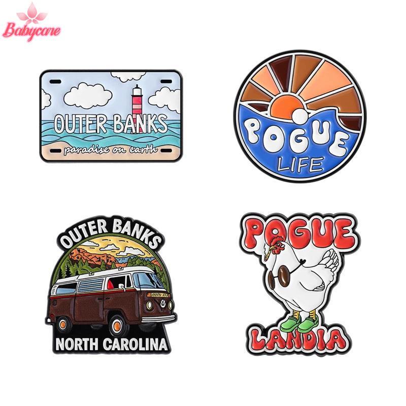 <BYCE-t>Outer Banks Enamel Pins Outer Banks North Carolina Coastal Travel Beach Vibesเข็มกลัดLapel B