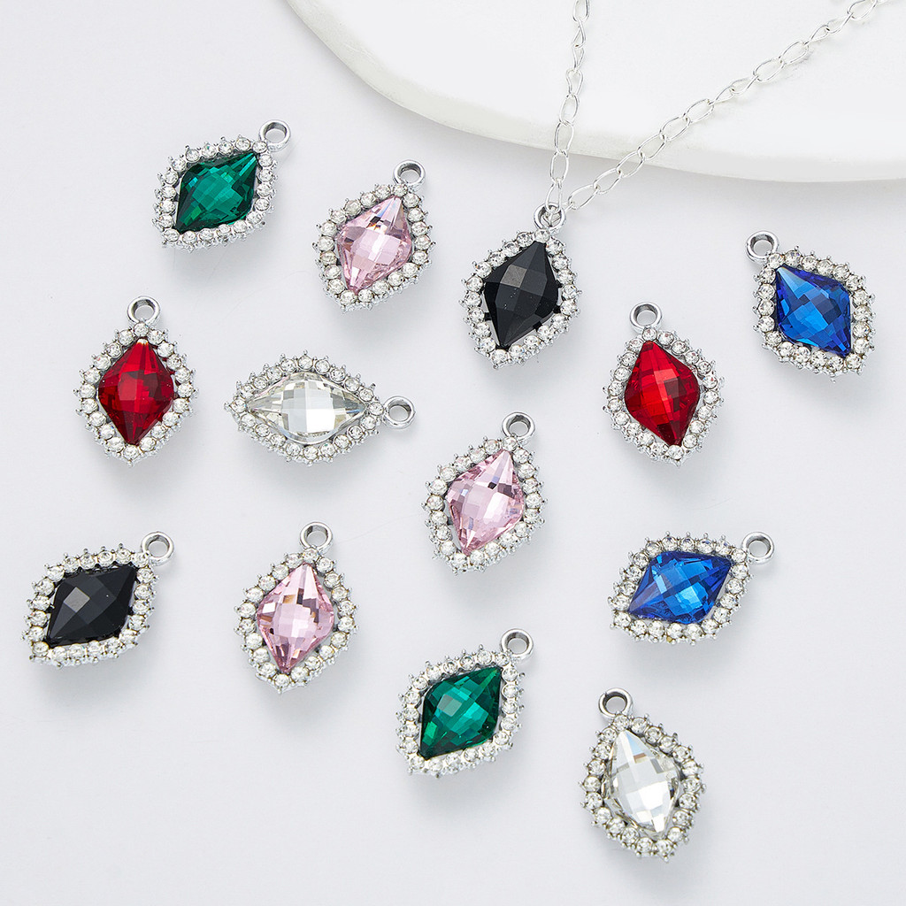 สีโลหะผสมแก้วจี้สร้อยคออุปกรณ์เสริมทําด้วยมือ diy โลหะเครื่องประดับอุปกรณ์ตกแต่ง EQ8B