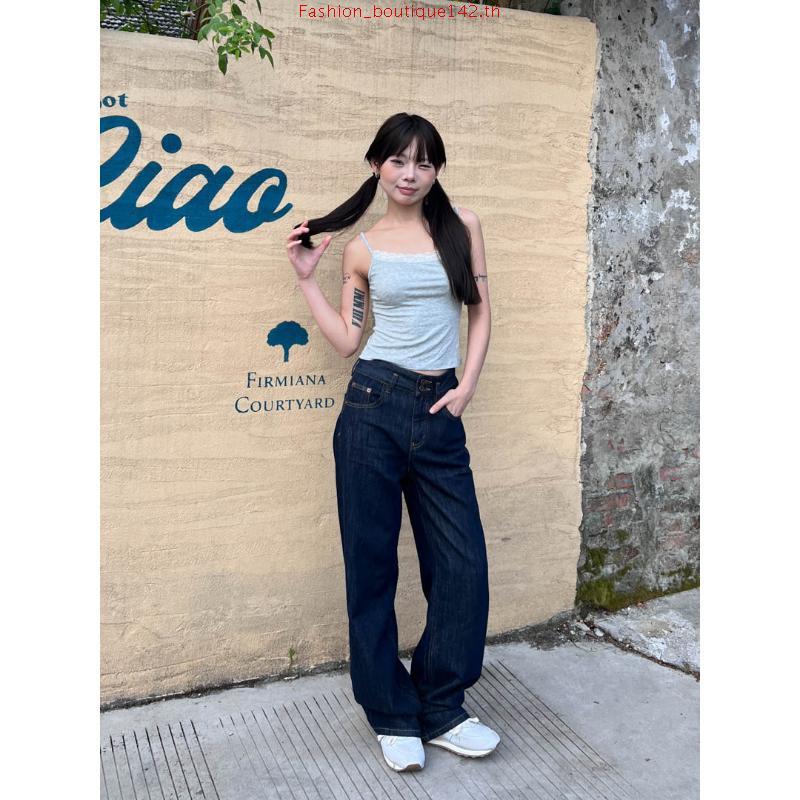PTJ30306 Gabriela Super Barrel กางเกงยีนส์ขากระบอกใหญ่ปัก PROMTHONG