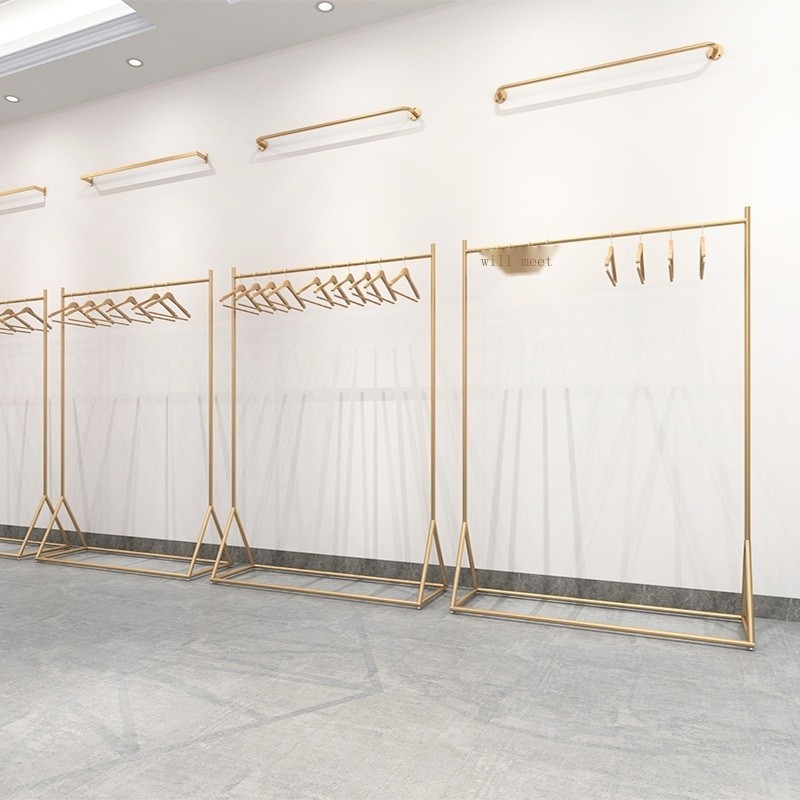 Clothing store dedicated hanger, gold display rack, clothing guide rack landing, children's clothing
