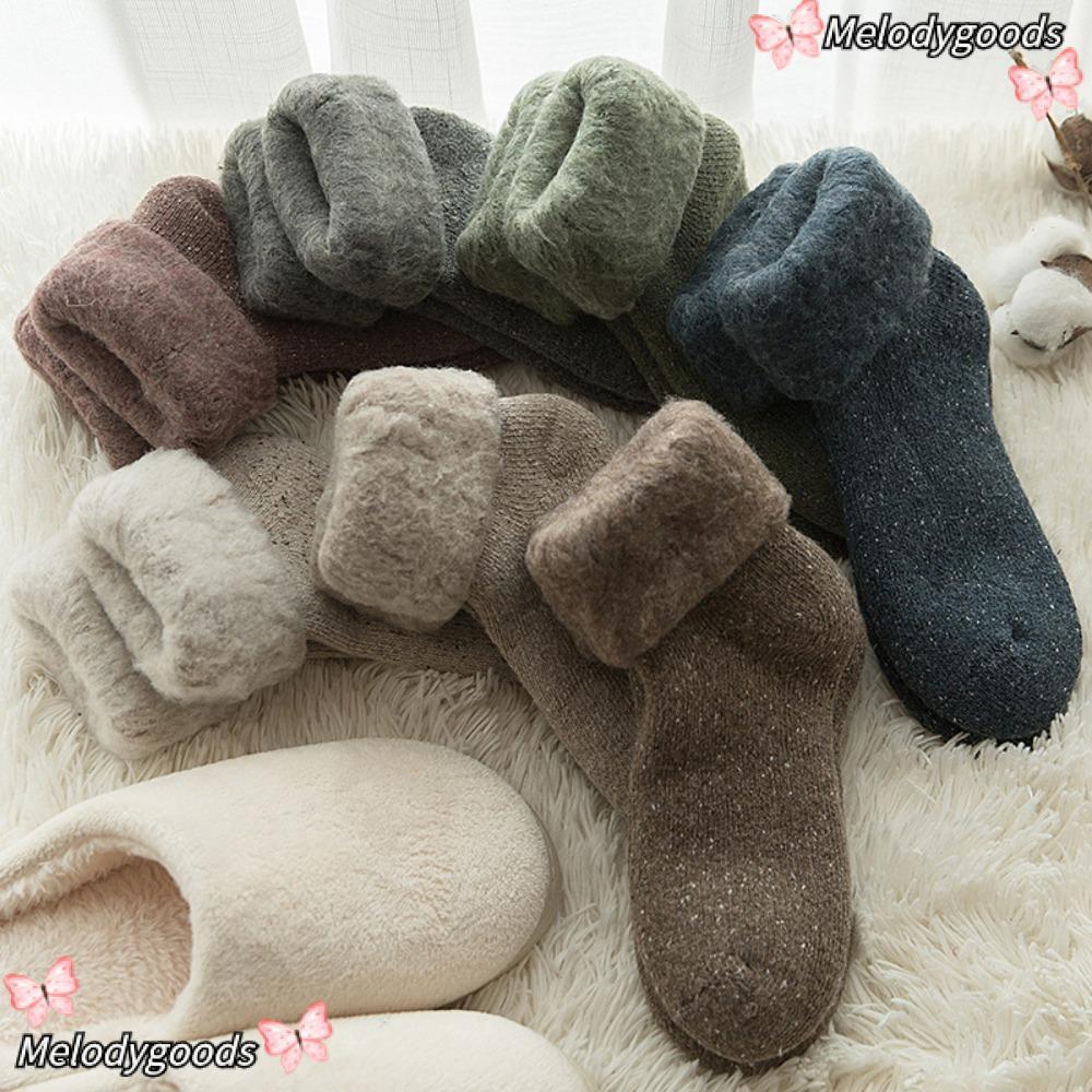 เมล็อดก ถุงเท้าฤดูหนาว, กันความเย็นให้อบอุ่นฤดูหนาวถุงเท้าที่อบอุ่น, คุณภาพข้นสีทึบถุงเท้าแคชเมียร์ผู้หญิง