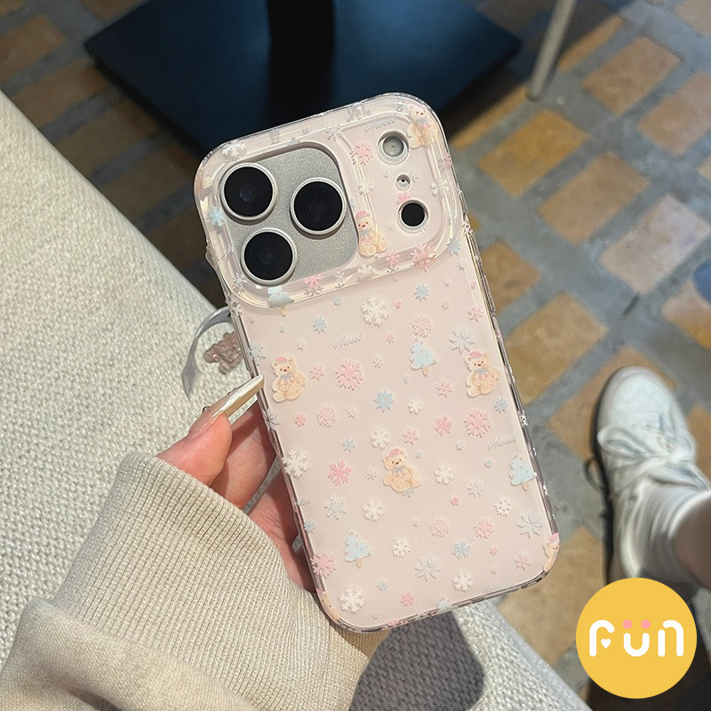 เกาหลีน่ารักต้นคริสต์มาสเกล็ดหิมะหมีโทรศัพท์มือถือกรณีเข้ากันได้สําหรับiPhone 17 16 15 14 Pro Max 13 iPhone17 IMDฝุ่นปกหลังเชลล์ - รูปที่ 2
