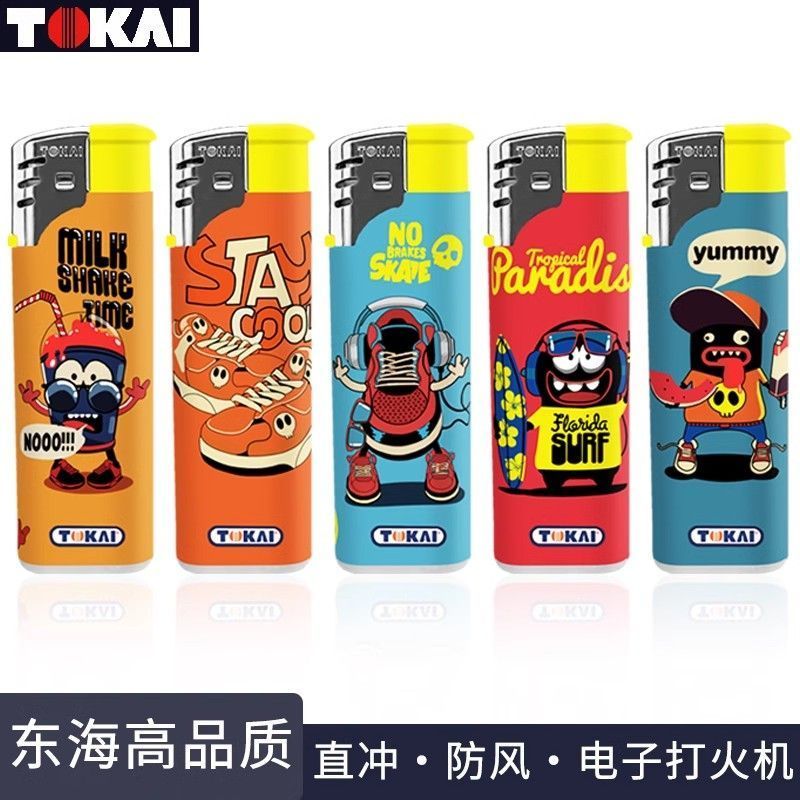 TOKAI TOKAI ไฟแช็กตรงกันลม Inflatable ในครัวเรือนหนาที่ไม่ซ้ํากันทนทานป้องกันการระเบิดการ์ตูนมูลค่าส