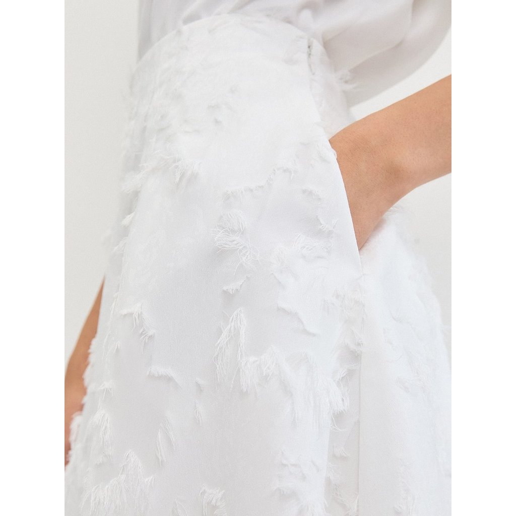 [Pomelo] กระโปรงพลีทแต่งดีเทลรุ่ย / Fringe Detail Pleated Skirt — صورة 3