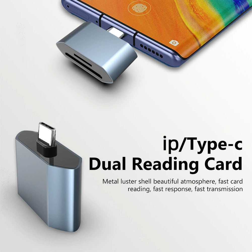 เครื่องอ่านการ์ด Type C/Lighting to SD TF อะแดปเตอร์การ์ดหน่วยความจําสําหรับอุปกรณ์เสริมแล็ปท็อปพีซี