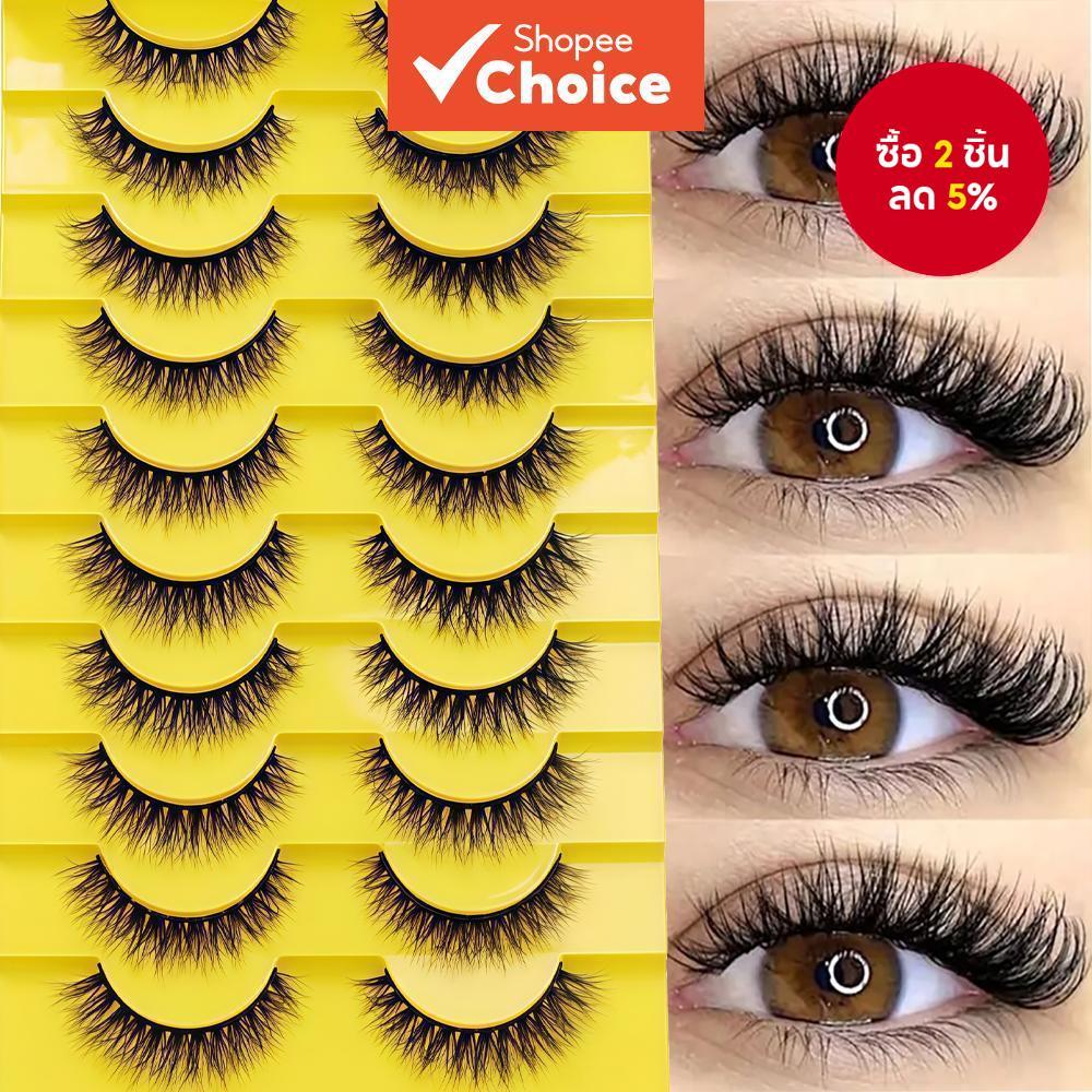 ขนตาปลอม 10 คู่ ขนตานุ่มฟู 6D แต่งหน้า ขนตาปลอมแฮนด์เมด ใช้ซ้ําได้ สั้น ธรรมชาติ ขนตาปลอม 3D ขนตาปลอ
