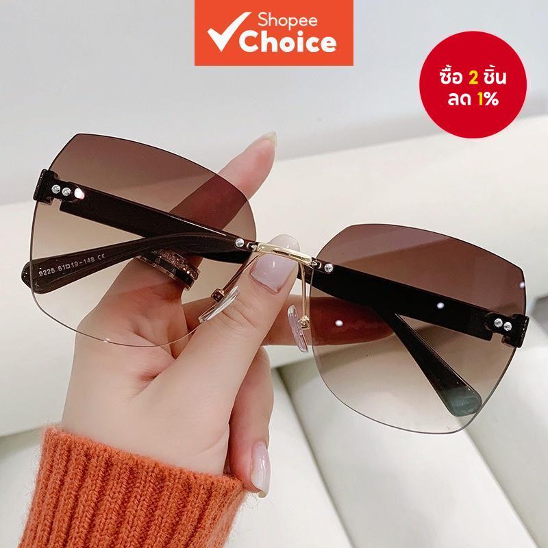 แว่นตากันแดดสําหรับผู้หญิงแฟชั่น Rimless Beach แว่นตากันแดด Lady Retro แว่นตากันแดดฤดูร้อน UV400