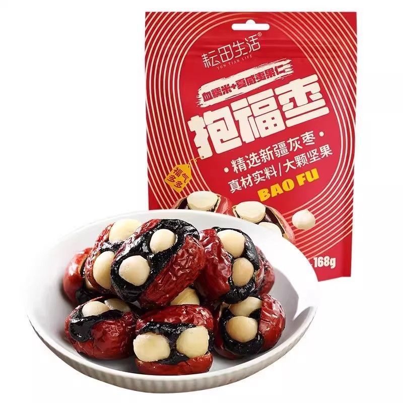 2025 สินค้าใหม่ Yuntian Life Hug Fu วันที่พุทราพร้อมถั่วข้าวเหนียวเลือดถั่วขนม 168g Xinjiang วันที่ส