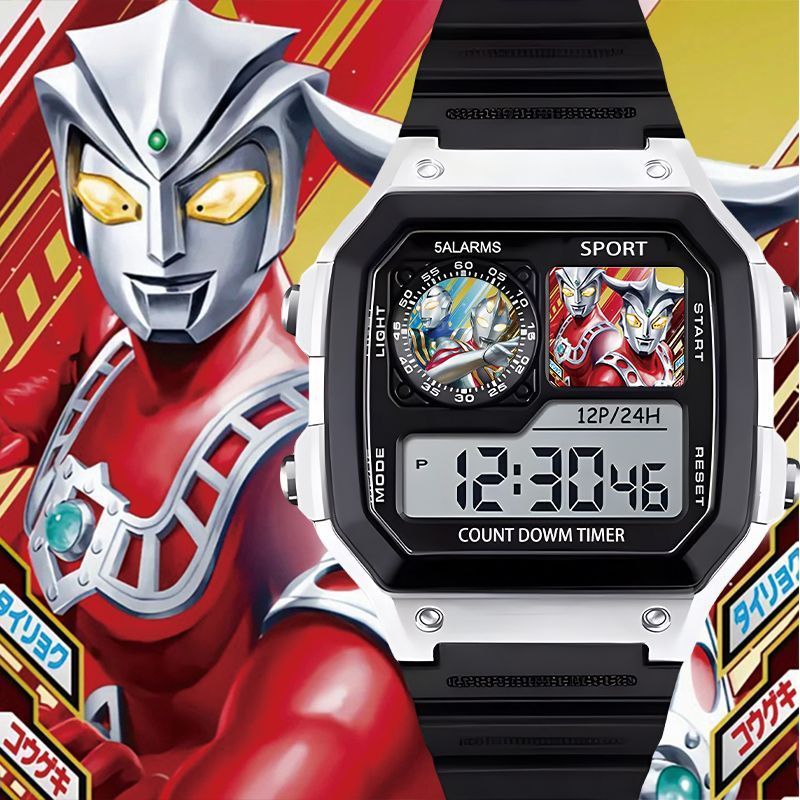 Gaia Ultraman นาฬิกาเด็กนักเรียน Superman นาฬิกาอิเล็กทรอนิกส์นาฬิกาปลุกนาฬิกาข้อมือของขวัญให้ของขวั