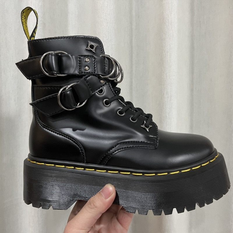 Dr.martens Mens 1460 Series 8-hole Jadon HDW Platform Boots Top Layer Cowhide Rubber Outsole 1D54