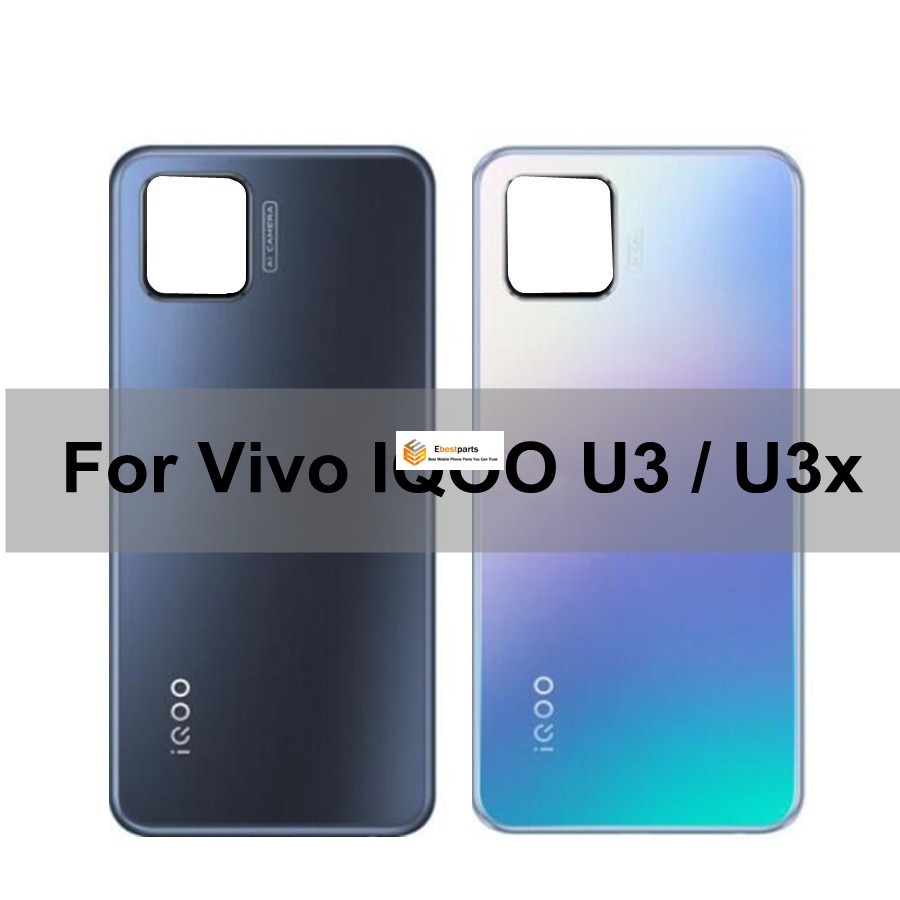 เอเบสมี-6.58" สําหรับ vivo iQOO U3x ฝาหลังแบตเตอรี่แก้วแบตเตอรี่ประตูสําหรับ Vivo IQOO U3 U 3X ฝาครอ
