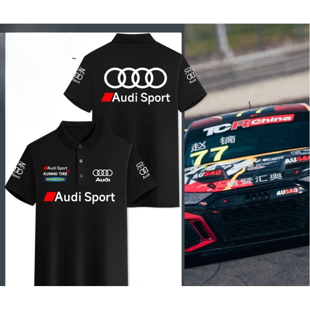 เสื้อโปโลแขนสั้นคอปกพิมพ์ลาย Audi TCR Touring Racing สำหรับผู้ชายและผู้หญิง คุณภาพพรีเมียม สไตล์สปอร