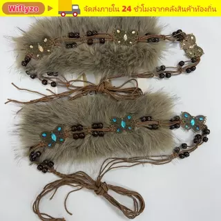 วิกฟลายโซ เข็มขัดขนเทียม,วินเทจหรูหราออกแบบผูกเชือกเข็มขัดเอว,อินเทรนด์โบฮีเมียน ย2เค อเนกประสงค์ผีเสื้อเอวโซ่แฟชั่นผู้หญิง