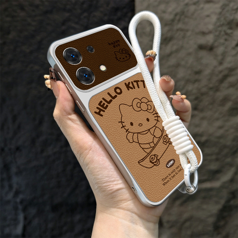 กรณีสําหรับ REDMI NOTE 13 4G REDMI NOTE 13 PRO 5G เคสโทรศัพท์ความวิตกกังวล Softcase กันกระแทกออกแบบใหม่ความงามพร้อมเชือกเส้นเล็กน่ารักสเก็ตบอร์ดแมว TBHBM1