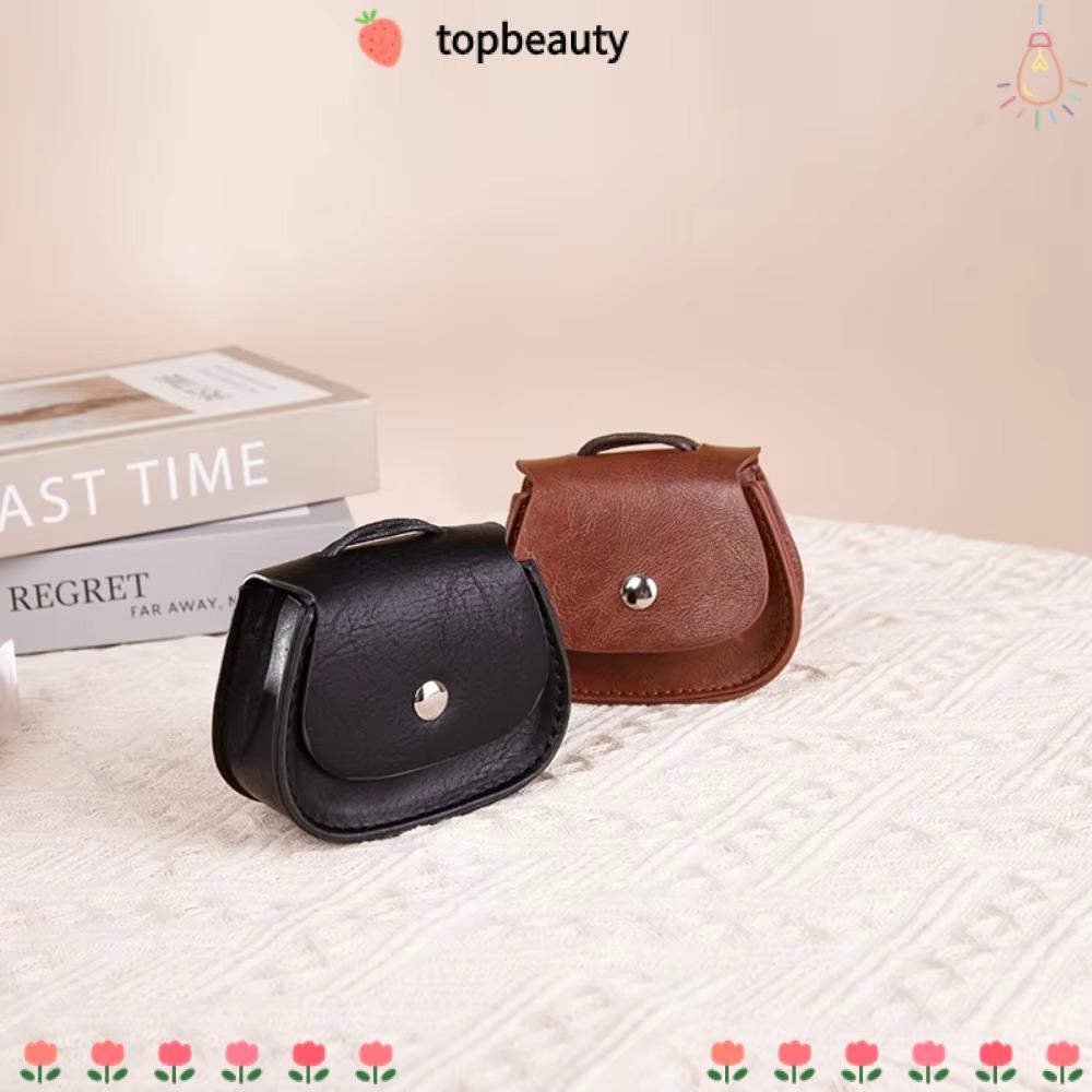 Topbeauty กระเป๋าใส่เหรียญ, กระเป๋าสะพายข้างขนาดเล็กสีทึบย้อนยุค, กระเป๋าใส่กุญแจหนัง PU น้ําหนักเบาคุณภาพสูง