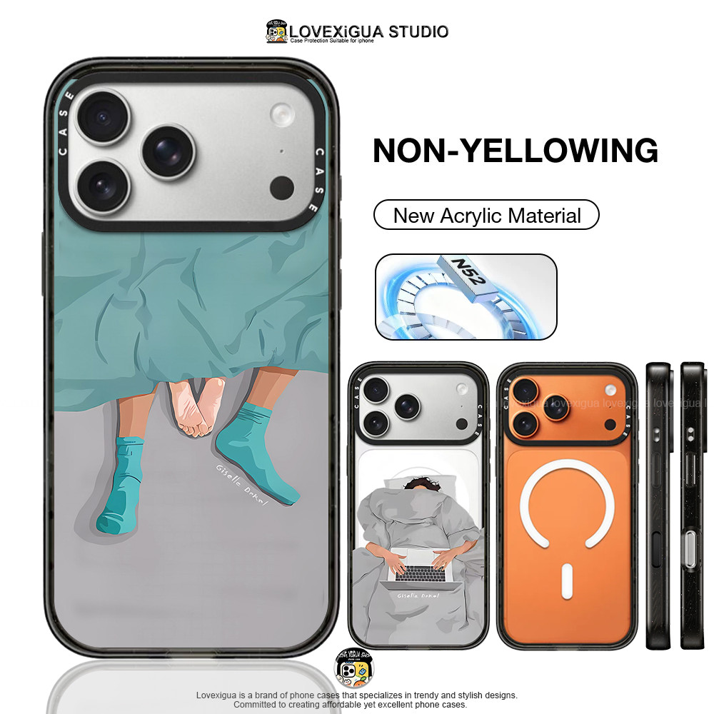 Simple Art Sleep Workเคสโทรศัพท์แม่เหล็กสําหรับiPhone 17Pro Max 17Air 16 Plus 17 16 15 14 13 12 Pro Maxกรณีอะคริลิคหลังแข็งกันกระแทกป้องกันปลอก