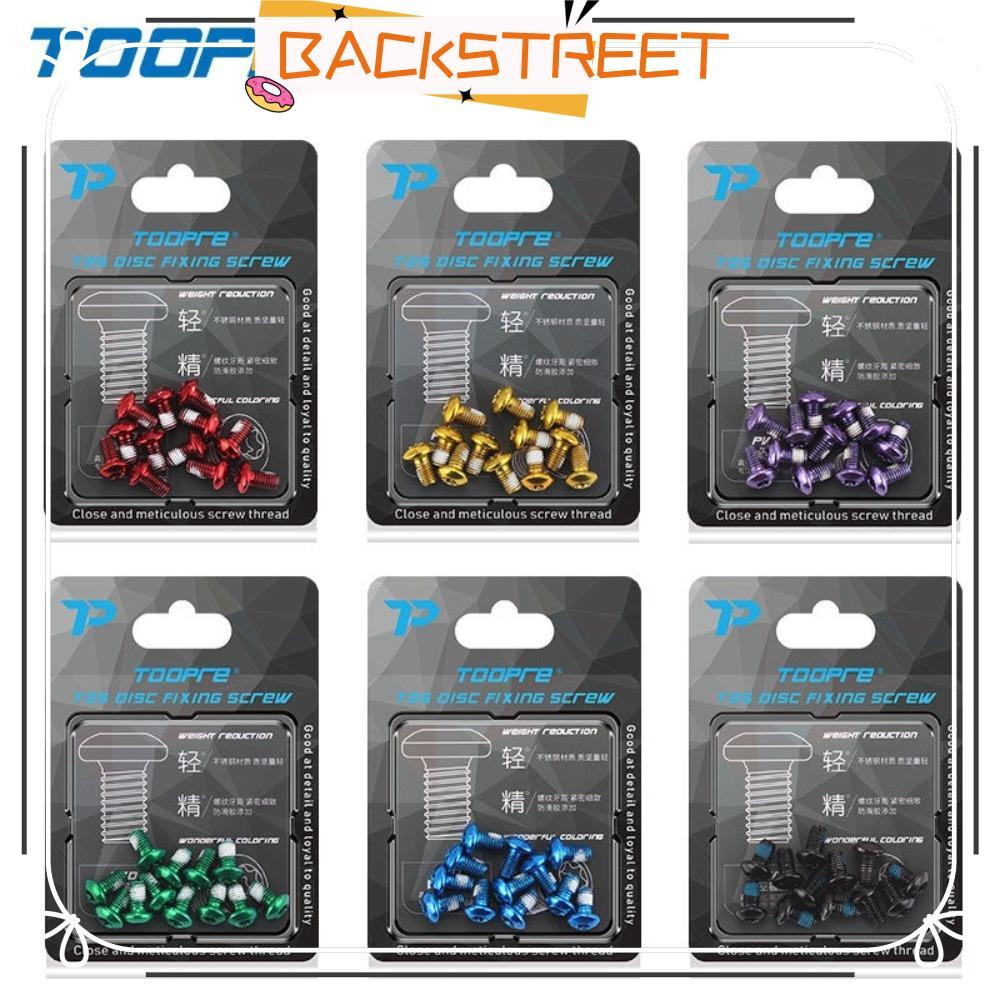 BACKSTREET ชุดสกรูจานเบรกโรเตอร์จักรยาน 12 ชิ้น T25 M5x10 สแตนเลสสตีล TOOPRE สําหรับจานเบรก MTB ใช้ขี่ถนนหรือเดินทาง