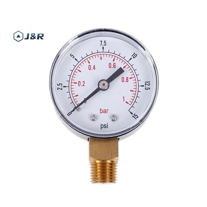 J&R> เกจวัดแรงดันต่ําสําหรับน้ํามันอากาศน้ําแก๊ส 50 มม. 0-15 PSI 0-1 บาร์ 1/4 BSPT