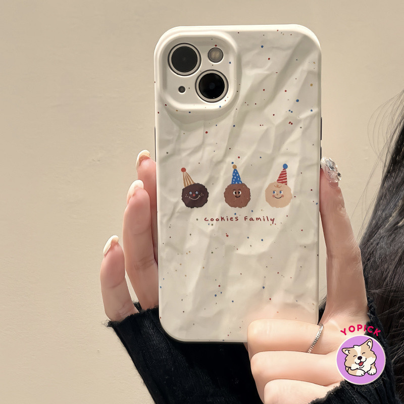 น่ารัก Simple Splash Ink Cookie สําหรับ Ipone 15ProMax 15pro พับเคสโทรศัพท์ iPhone14pro สไตล์ใหม่ 11