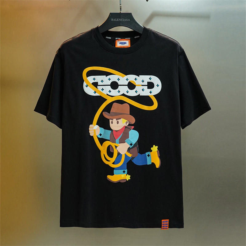 พร้อมสต็อก ไม่จํากัดเพศ ผ้าฝ้ายเสื้อยืดลําลองโฟม-การตั้งค่า พลอยเทียม เสื้อแขนสั้นผู้ชายผู้หญิงแนวโน้มถนน